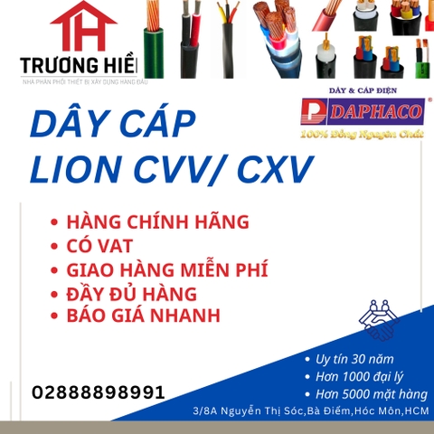Phân Phối Dây Cáp Điện LION – DAPHACO Dòng CVV, CXV Chính Hãng Cho Công Trình