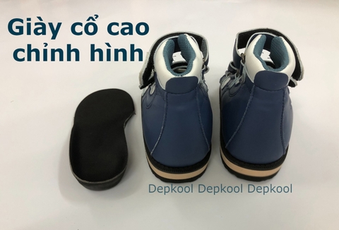 Giày cổ cao chỉnh hình Bàn Chân Bẹt - Màu Xanh Navy