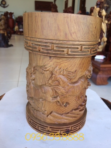 Hộp trà gỗ bách xanh Sơn La, Cao 20cm rộng 16cm 
