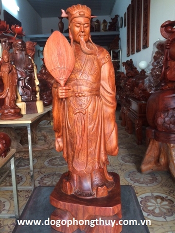 Tượng khổng minh gỗ hương Gia Lai, cao 70cm rộng 30cm sâu 23cm 