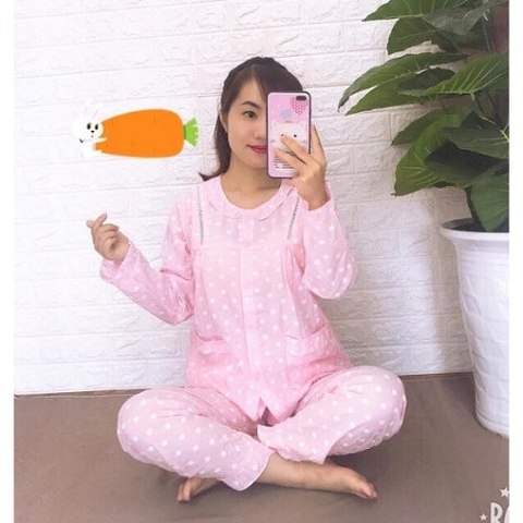 Bộ sau sinh thô cổ ren hở