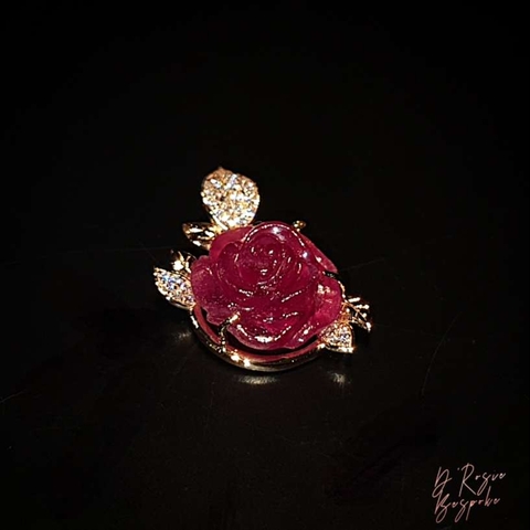 DÂY CHUYỀN RUBY TẠC HOA HỒNG - MẪU 2