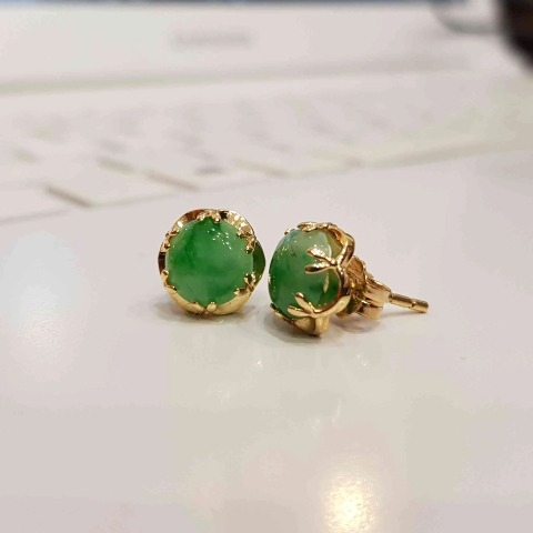 KHUYÊN TAI NGỌC BỌC VÀNG 14K