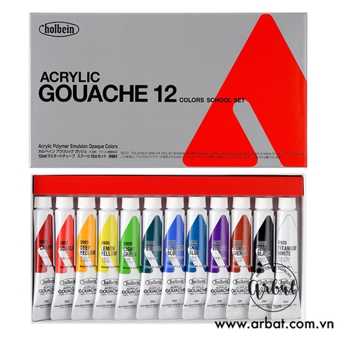 Màu Acryla Gouache Holbein - School set 12ml