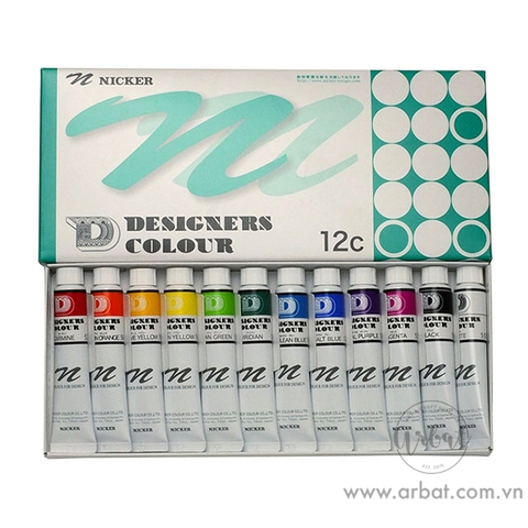 Màu Nicker Designer Gouache - Set 12 màu