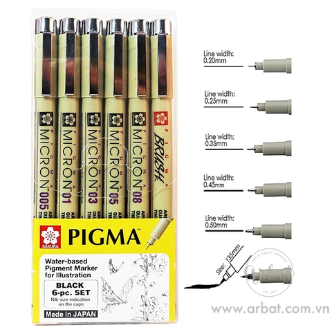 Set 6 cây Sakura Pigma Micron