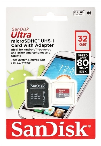 Thẻ nhớ Sandisk Micro SD 32GB Class 10 kèm Adapter
