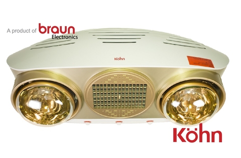 ĐÈN SƯỞI NHÀ TẮM KOHN 2 BÓNG QUẠT HƠI KU02PG (hàng chính hãng)