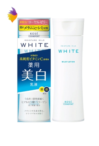 Sữa dưỡng trắng da Kose Moisture Mild White Milky Lotion (140ml) - Nhật Bản