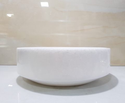LAVABO ĐÁ TỰ NHIÊN - TRÒN VÁT LÒNG - TRẮNG MUỐI - LTVL