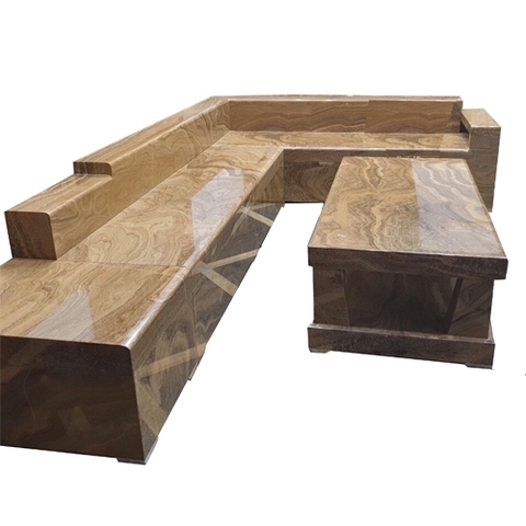BÀN GHẾ ĐÁ TỰ NHIÊN - SOFA MÀU VÀNG VÂN GỖ