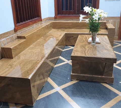 BÀN GHẾ ĐÁ TỰ NHIÊN - SOFA MÀU VÀNG VÂN GỖ