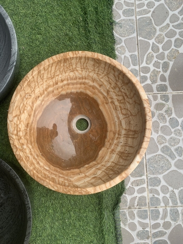 LAVABO ĐÁ TỰ NHIÊN - TRÒN MỎNG - VÀNG VÂN GỖ - THANH LÝ XẢ KHO