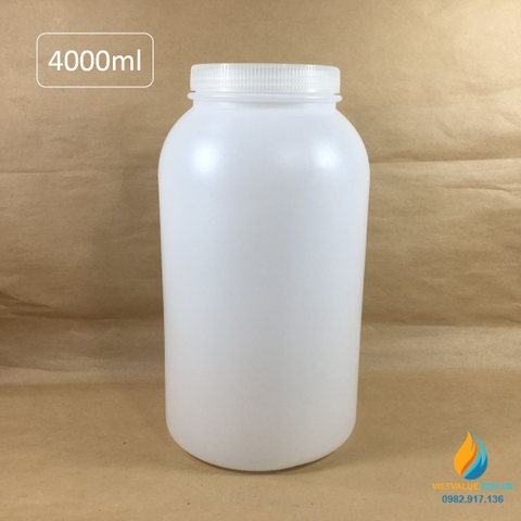 Chai nhựa đựng hóa chất, nhựa PE, dung tích 4000ml, nắp xoáy