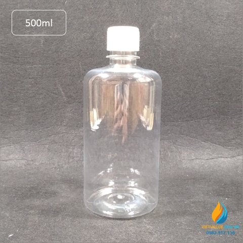 Chai nhựa PET dung tích 500ml, chai nhựa lưu mẫu chất, miệng rộng, vạch chia
