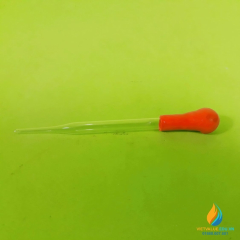 Pipet hút bằng thủy tinh, bầu cao su, dài 15cm