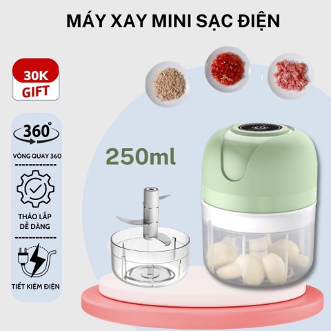 Máy Xay Tỏi ớt Thịt GUALITY UFE 250ml ( xanh ) pin sạc