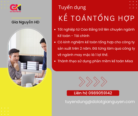 Tuyển GẤP nhân viên kế toán tổng hợp tại HCM
