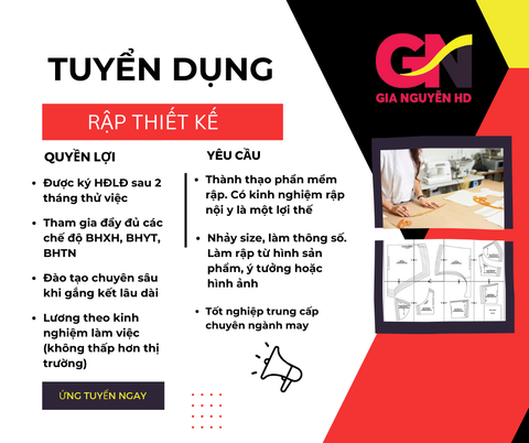 Tuyển GẤP nhân viên Thiết Kế Rập tháng 12/2023