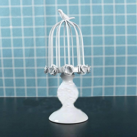 Kệ lồng chim trang trí tiệc cưới màu bạc (cỡ nhỏ) - KLC03