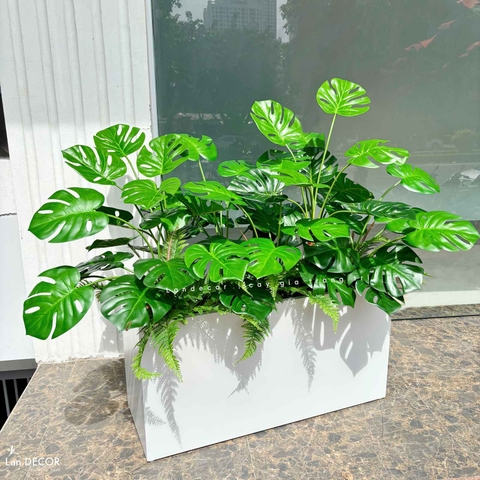Bồn Cây Giả- Bồn Monstera Trang Trí Tiểu Cảnh Xanh Tươi (130X65X115cm)- BC226