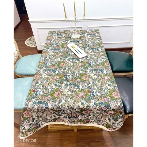 Khăn trải bàn vải gấm họa tiết hoa tropical cổ điển phong cách châu Âu sang trọng - TB570