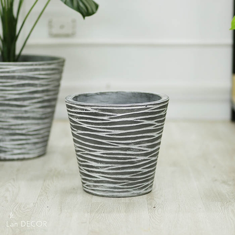 Chậu xi măng tròn vằn (D=30cm, D=33cm)- CXM024