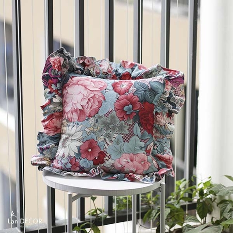 Vỏ gối họa tiết hoa mẫu đơn và cẩm tú cầu - VGB503