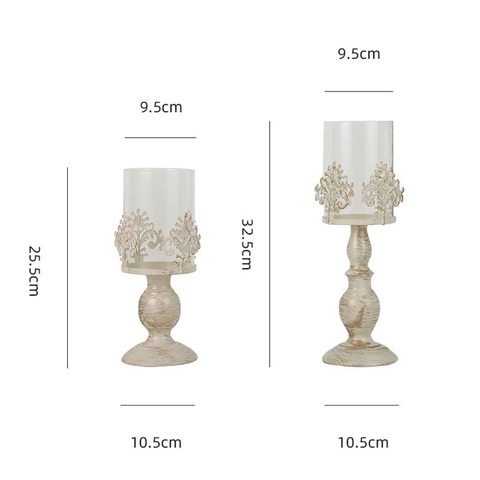 Chân nến thủy tinh, chân sắt phong cách Vintage- DC074