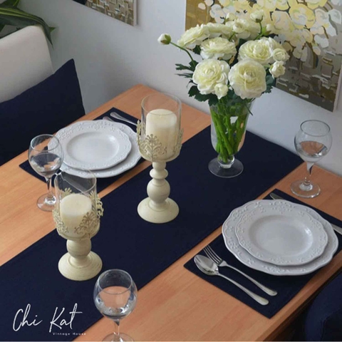 Chân nến thủy tinh, chân sắt phong cách Vintage- DC074