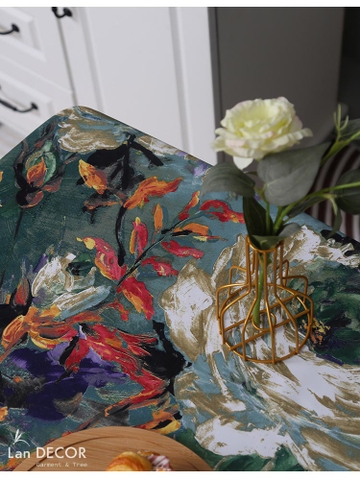 Khăn trải bàn họa tiết Retro- TB579 mix ren