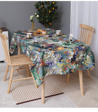 Khăn trải bàn họa tiết Retro- TB579 mix ren