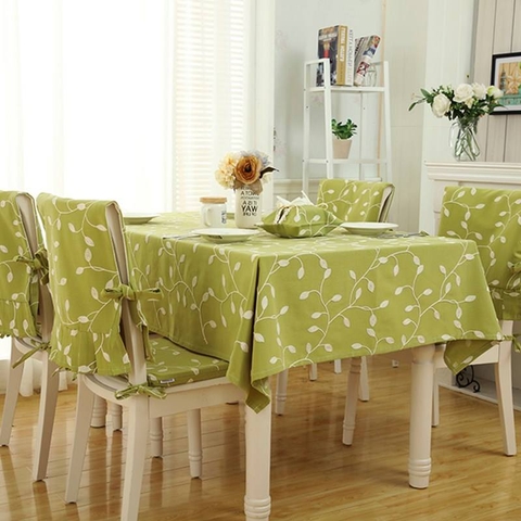 TB323 - Khăn trải bàn lá thêu nền xanh cốm