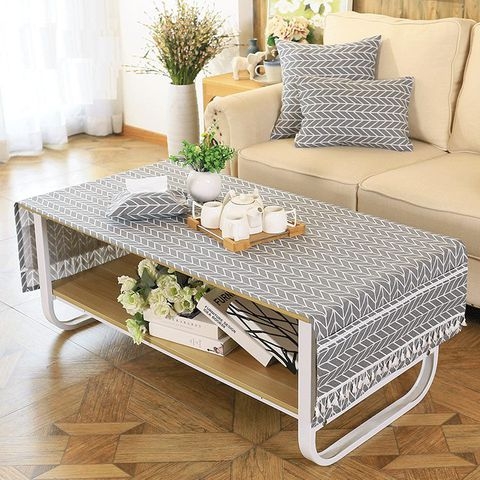 Vải canvas zik zak trắng xám-TB333