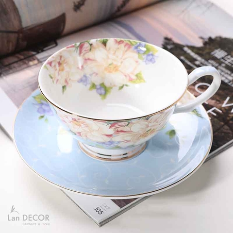 Bộ tách trà tách cà phê gốm sứ cao cấp trà chiều phong cách châu Âu tinh tế sang trọng - DC044