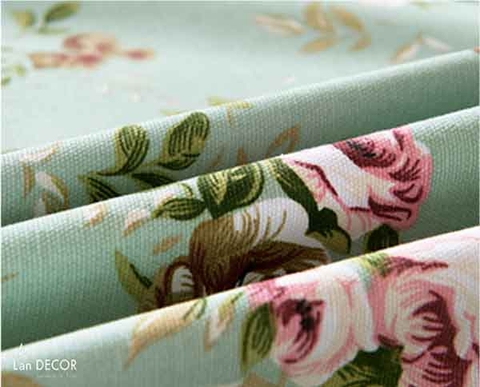 Ga giường bo chun vải  họa tiết hoa hồng nền xanh - BMG465 ( đệm dày 5-10cm)