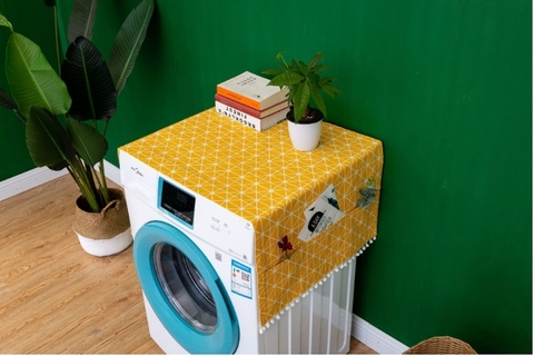 Phủ máy giặt họa tiết bàn cờ vải vàng  - TBP302