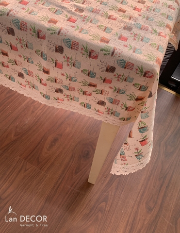 Khăn trải bàn họa tiết chậu cây hoa- TB223