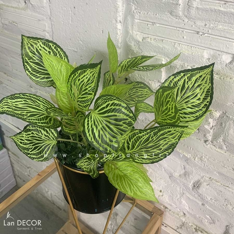 Cành lá tía xanh trang trí LanDecor (33cm) - HC1111