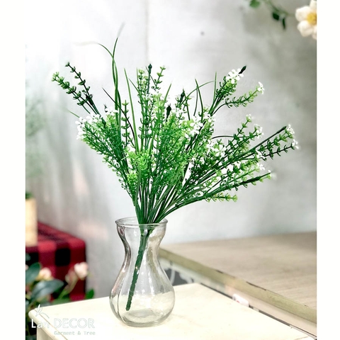 Hoa giả - Cành hoa nhí trắng trang trí tiểu cảnh LanDecor - HC1090
