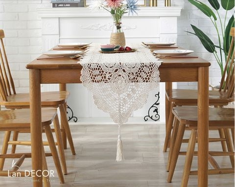 Khăn trải bàn runner ren đầu nhọn ( bề rộng 30cm) - KR029