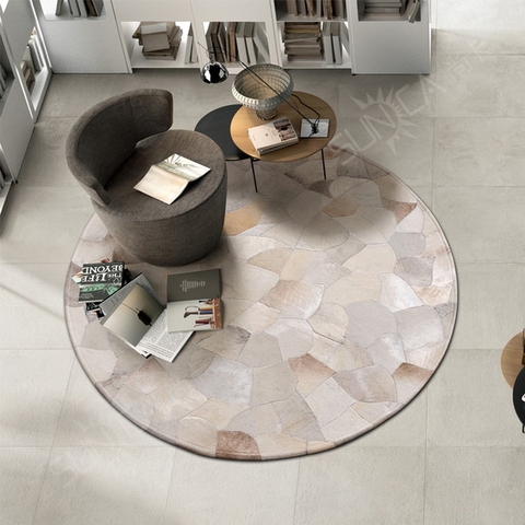 THẢM BÒ TRÒN 03 / CIRCLE LEATHER RUG #03