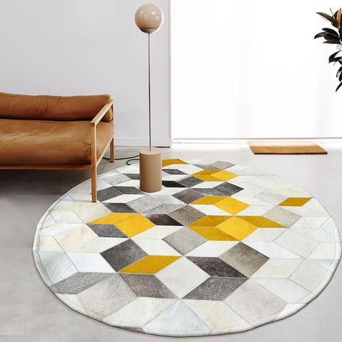 THẢM BÒ TRÒN 06 / CIRCLE LEATHER RUG #06