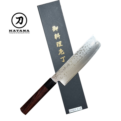 Dao bếp Nhật cao cấp Yoshida thép Damascus 69 lớp Nakiri - Dao thái rau củ (165mm)