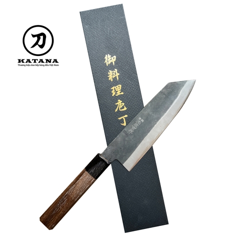 Dao bếp Nhật cao cấp Yoshida thép Aogami 3 lớp đen Bunka 4509 -  Dao thái đa năng (170mm)