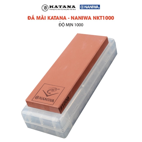 Đá mài dao Naniwa thương hiệu KATANA độ mịn trung #1000 (185x65x15mm) - NKP-1000C đế kèm hộp đựng bảo quản