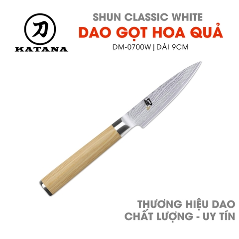 Dao gọt hoa quả cao cấp KAI Nhật Bản - Shun Classic White Paring thép VG-Max Damascus 69 lớp DM0700W (89mm)