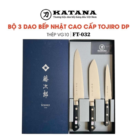 Bộ 3 dao bếp Nhật cao cấp Tojiro DP thép VG10 - Thái thịt cá - Thái đa năng - Gọt hoa quả FT-032