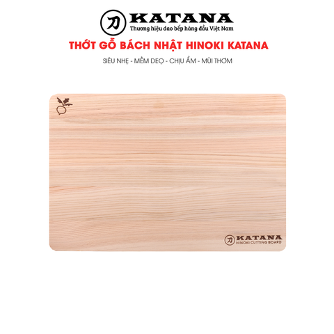 Thớt gỗ bách Nhật Hinoki cao cấp KATANA KTH02 - chữ nhật kích thước 20x250x350mm