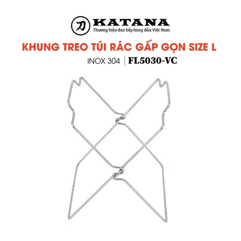 Giá treo túi rác nhà bếp gấp gọn - Chất liệu Inox 304 - size L 50x30cm - Sản xuất bởi Viepcamp